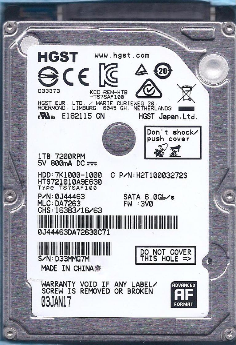 هارد دیسک 2.5 اینچی اینترنال HGST ظرفیت 1 ترابایت