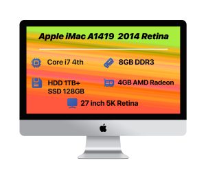 Apple iMac A1419 27" 5K 2014 | i7-RAM 8GB-HDD 1TB+SSD 128GB-VGA 4GB