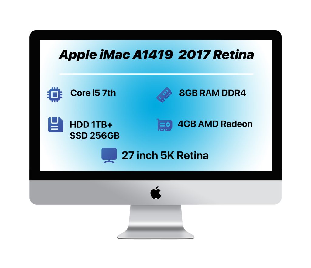 Apple iMac A1419 27" 5K 2017 | i5-RAM 8GB-HDD 1TB+SSD 256GB-VGA 4GB