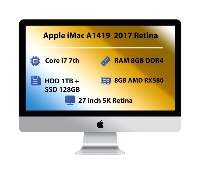 Apple iMac A1419 27″ 5K 2017 | i7-RAM 8GB-HDD 1TB-SSD 128GB-VGA 8GB
