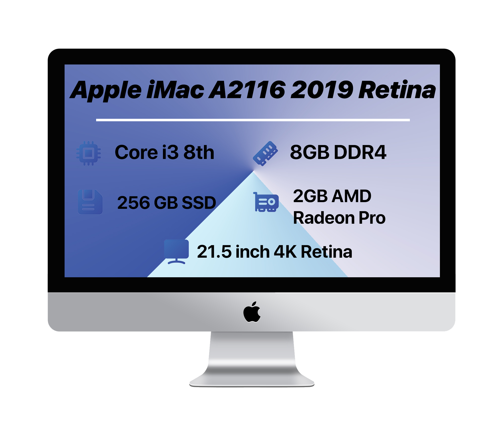 Apple iMac A2116 21.5 inch 4K 2019 | i3-RAM 8GB-SSD 256GB-VGA 2GB